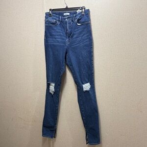 Good American Dark Blue Distressed Skinny Jeans